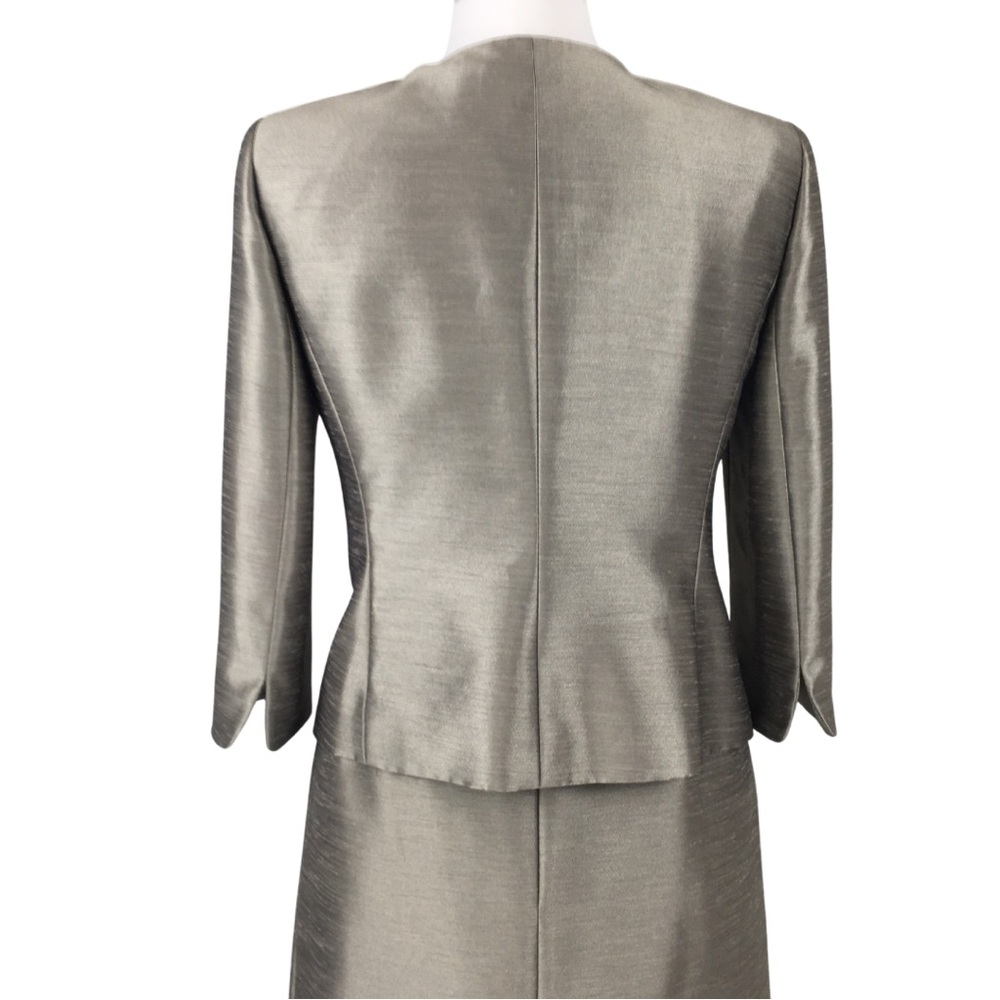 Kasper 2 Piece Gold Champagne 3/4 Sleeve A-line Skirt Blazer Petite Set size 8 - Picture 10 of 16